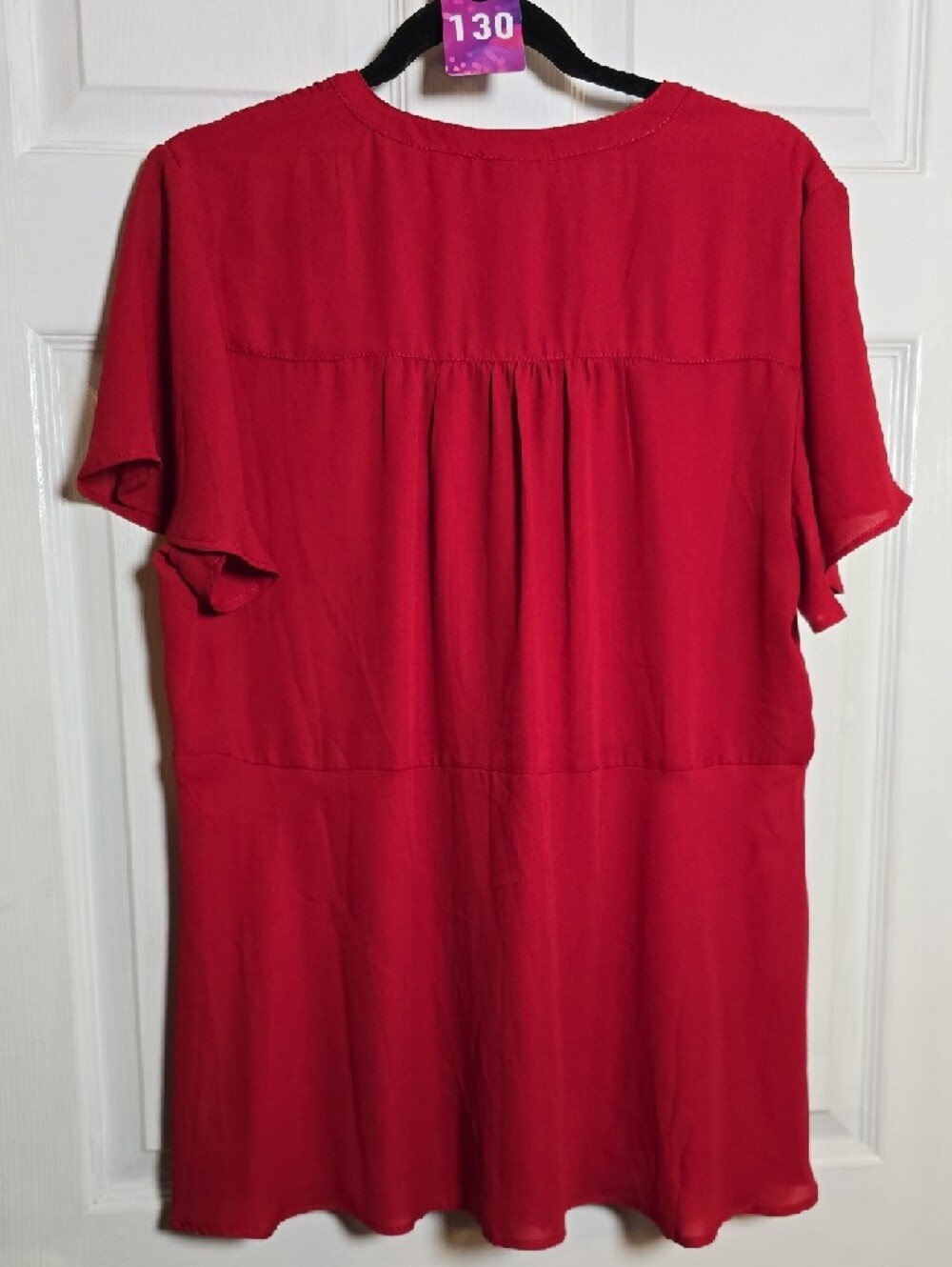 130 torrid 1 1X Red Tie-Front Button Blouse NWT - Picture 6 of 7